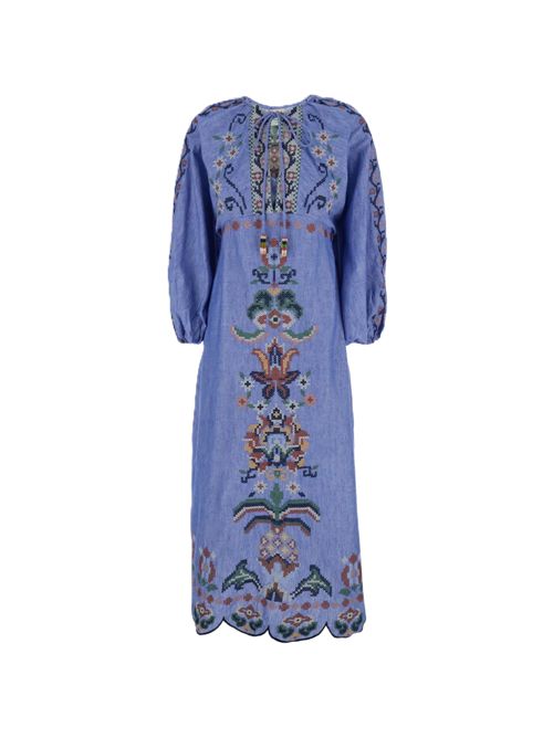 FARM RioAbito corto Garden Tapestry con ricamo FARM Rio | 34907726051 GARDEN TAPESTRY BLUE